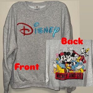 DISNEY Mickey & Co Embroidered with Distressed Graphic Sweatshirt